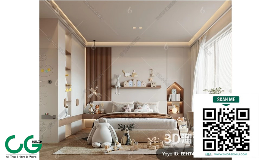 Modern Girl room kid room children room 14 3d model