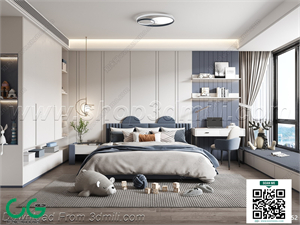 Modern boy room kid room children room 08 3d model