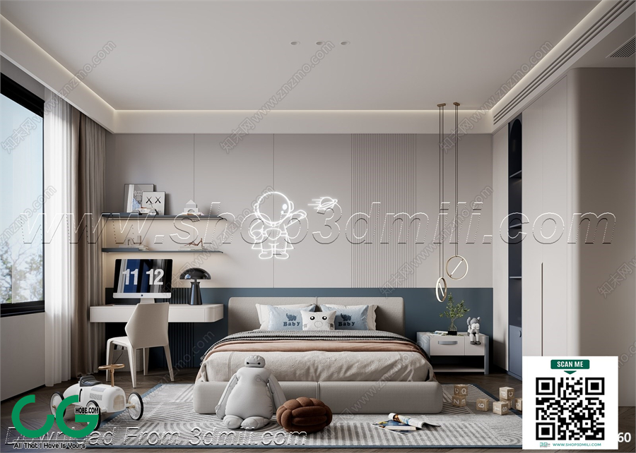 Modern boy room kid room children room 10 3d model