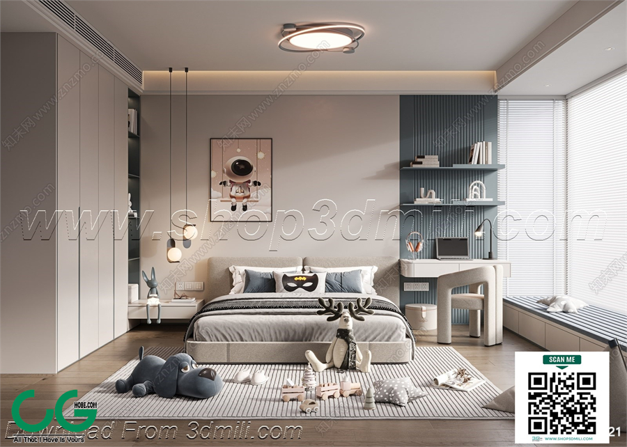 Modern boy room kid room children room 11 3d model