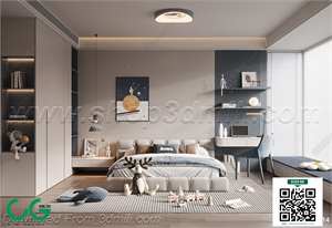 Modern boy room kid room children room 12 3d model