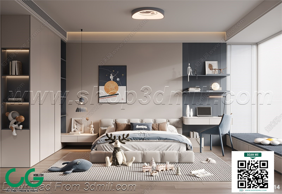 Modern boy room kid room children room 12 3d model