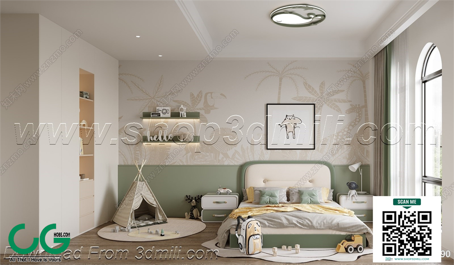 Modern boy room kid room children room 13 3d model