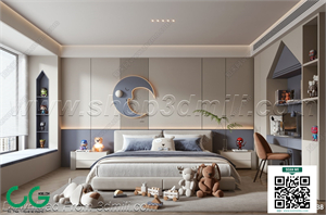 Modern boy room kid room children room 14 3d model