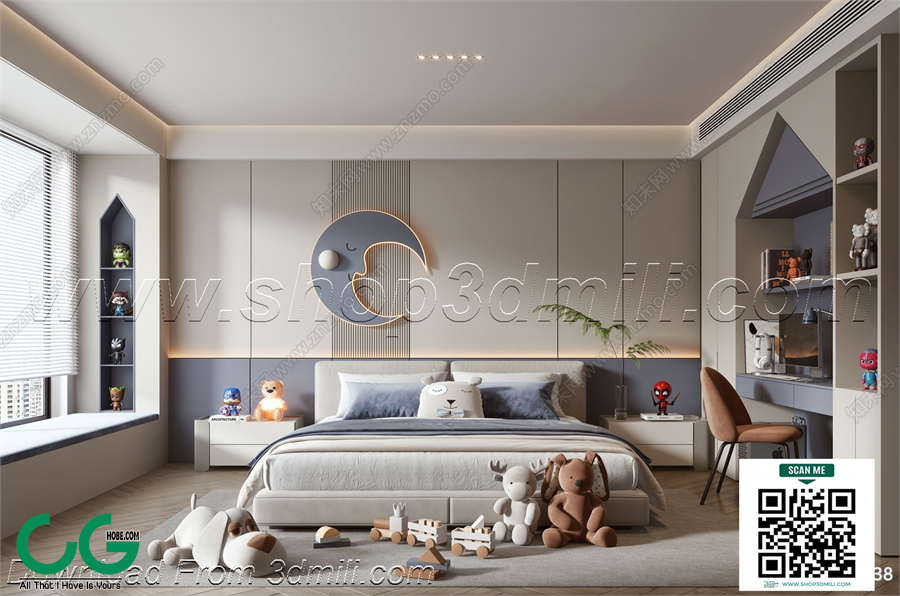 Modern boy room kid room children room 14 3d model