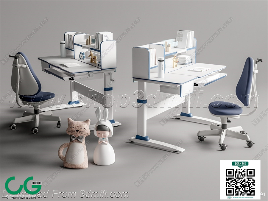 Modern Girl room kid room children room 15 3d model