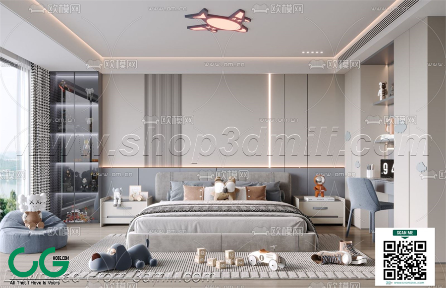 Modern boy room kid room children room 15 3d model