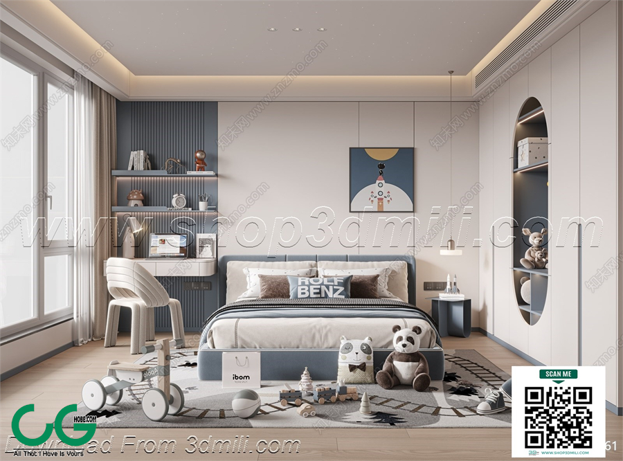 Modern boy room kid room children room 16 3d model