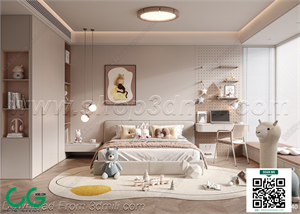 Modern Girl room kid room children room 16 3d model
