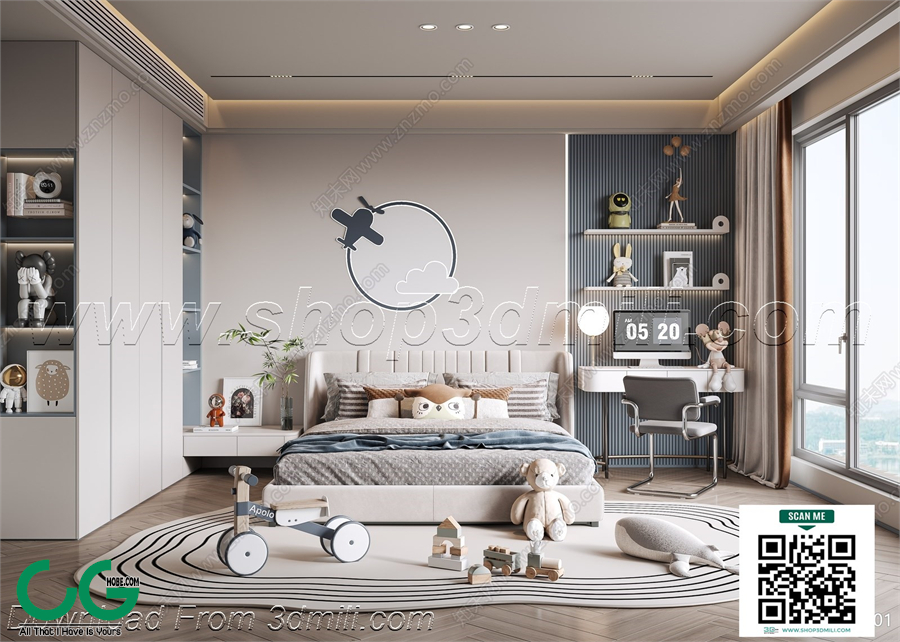Modern boy room kid room children room 17 3d model