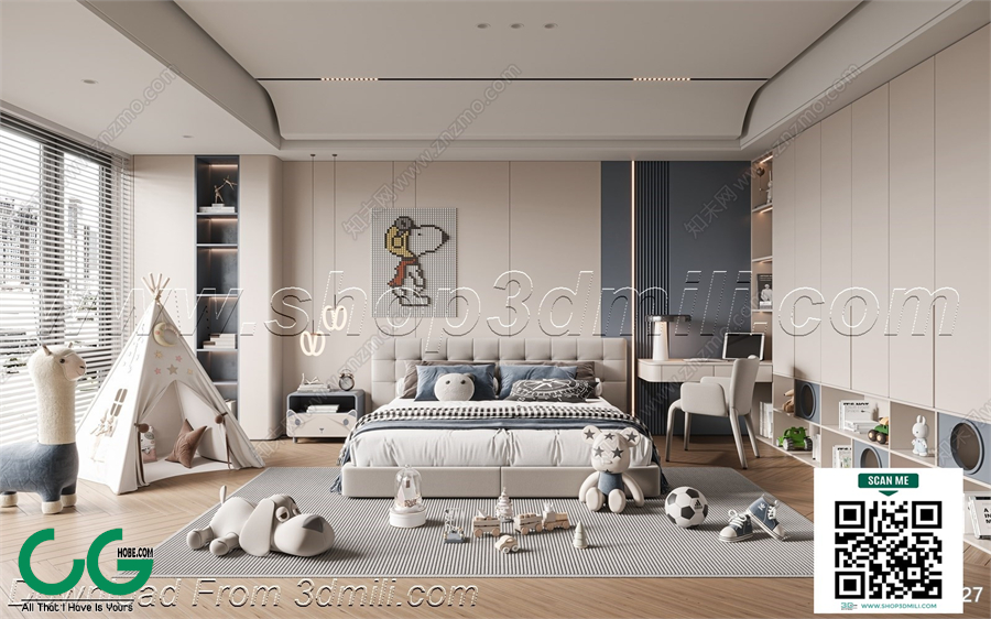 Modern boy room kid room children room 18 3d model