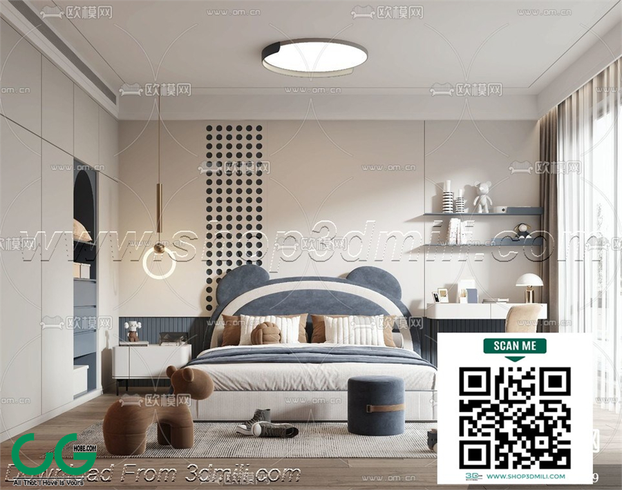 Modern boy room kid room children room 19 3d model