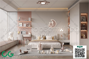 Modern Girl room kid room children room 11 3d model