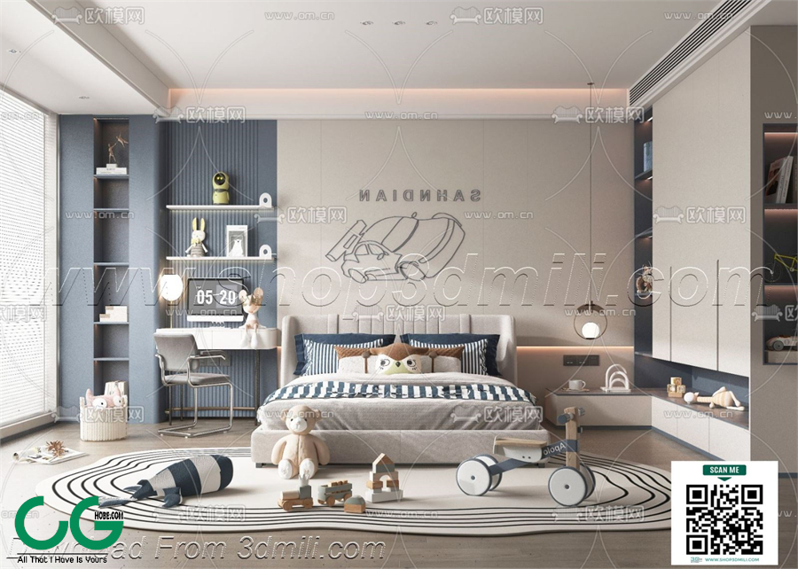 Modern boy room kid room children room 24 3d model