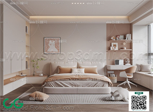 Modern Girl room kid room children room 17 3d model