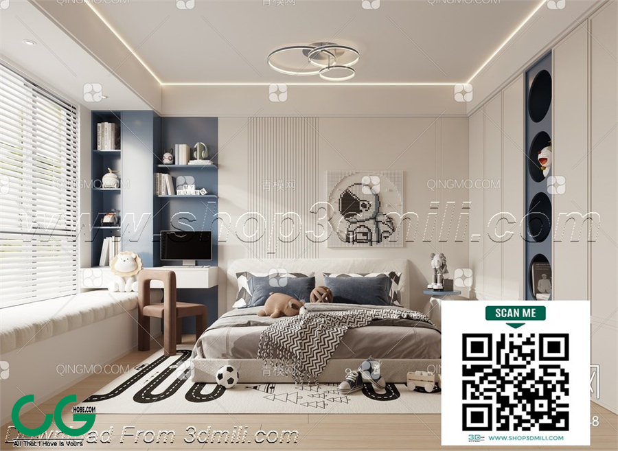 Modern boy room kid room children room 26 3d model