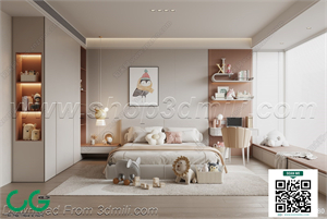 Modern Girl room kid room children room 21 3d model