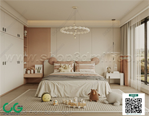 Modern Girl room kid room children room 22 3d model