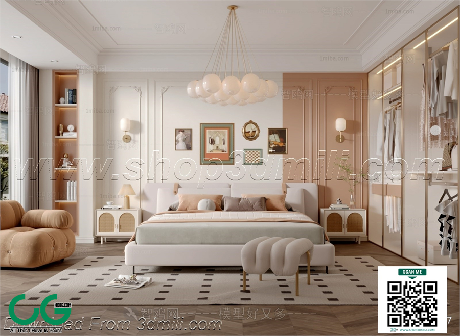 Modern Girl room kid room children room 23 3d model