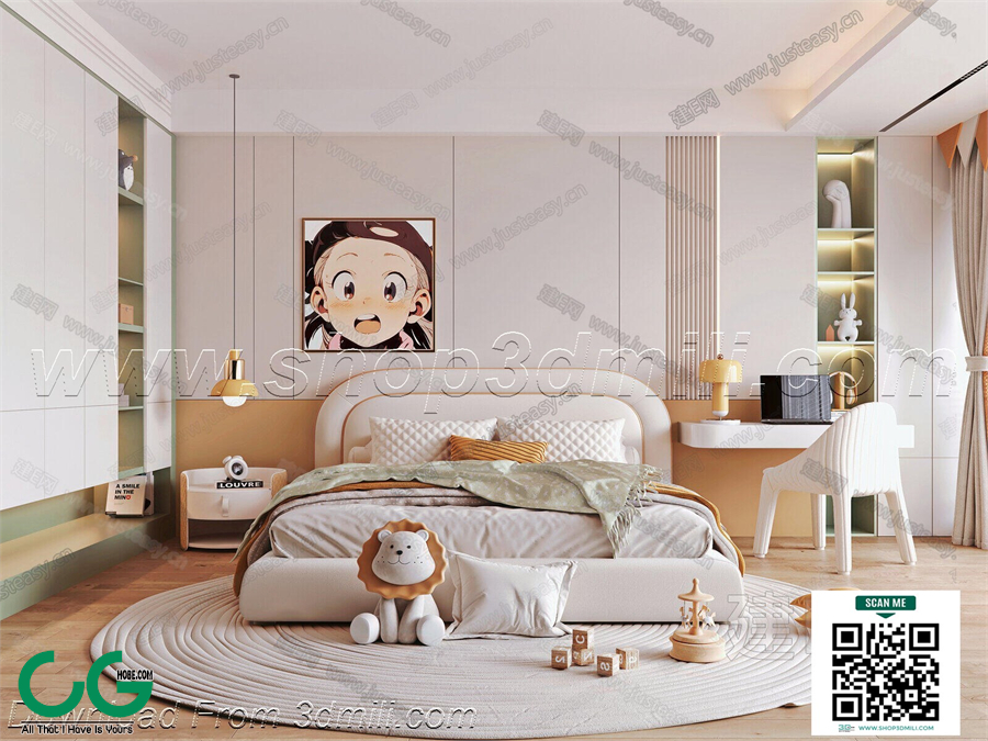 Modern Girl room kid room children room 24 3d model