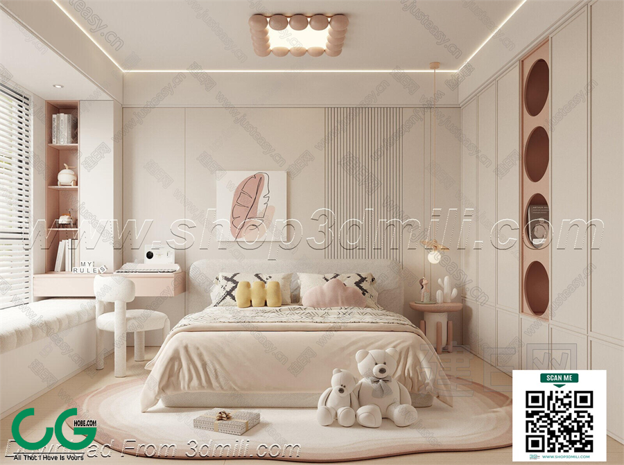 Modern Girl room kid room children room 27 3d model