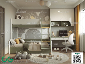 Modern boy room kid room children room 3d model