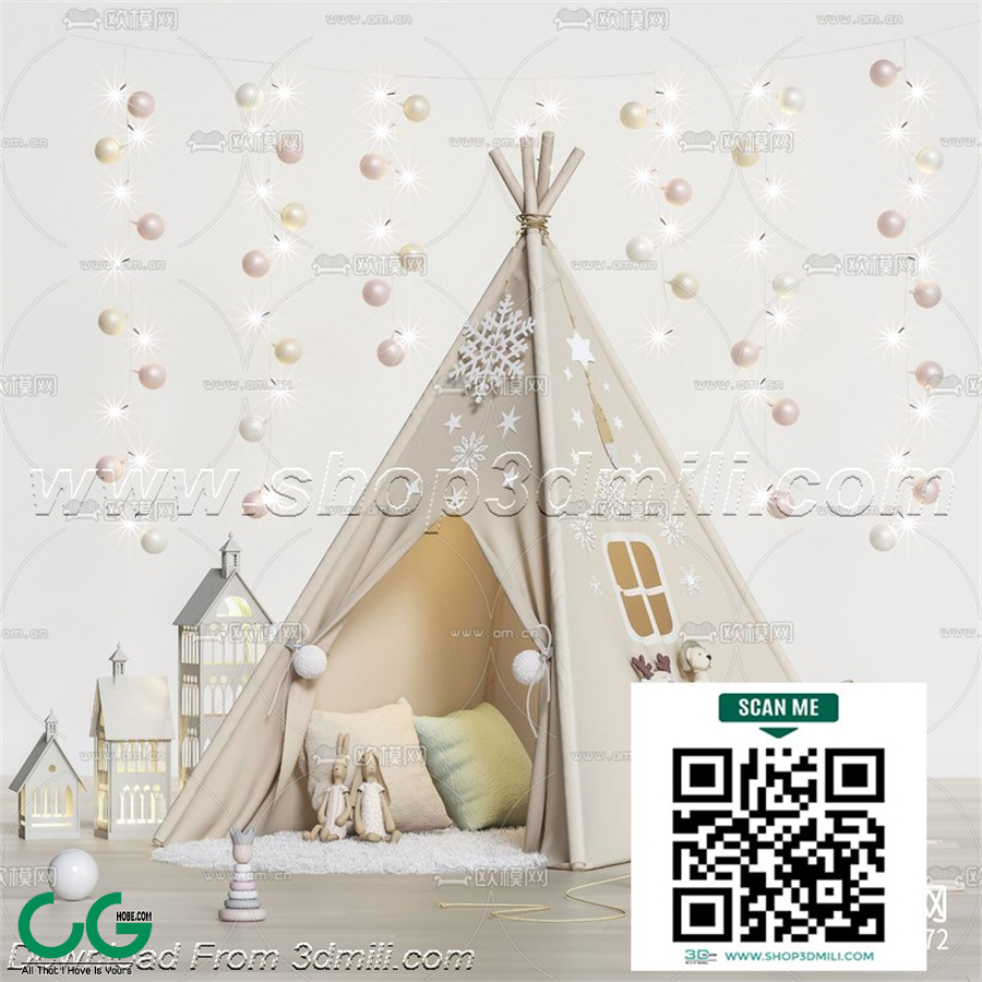 Modern Girl room kid room children room 3d model