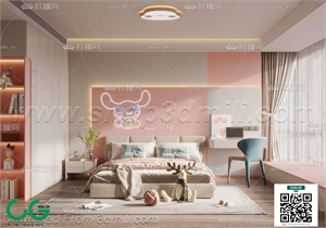 Modern Girl room kid room children room 01 3d model