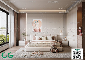 Modern Girl room kid room children room 02 3d model