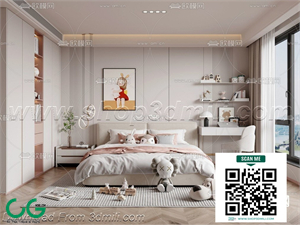Modern Girl room kid room children room 04 3d model