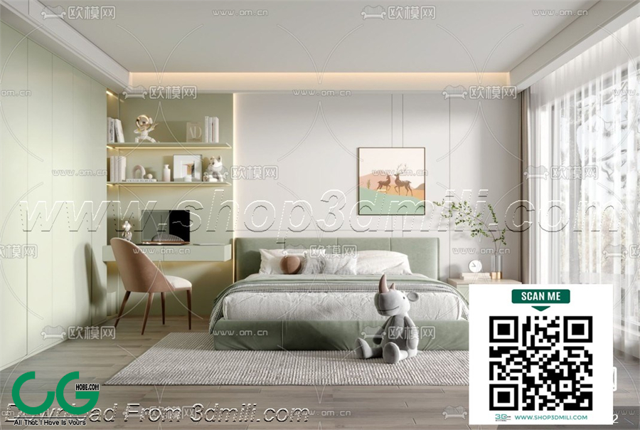 Modern boy room kid room children room 02 3d model