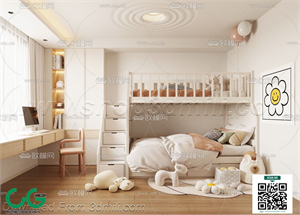 Modern Girl room kid room children room 05 3d model
