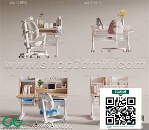 Modern Girl room kid room children room 06 3d model