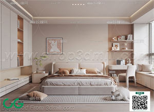 Modern Girl room kid room children room 07 3d model