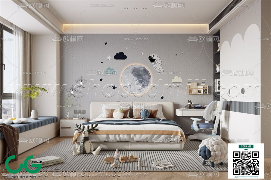 Modern boy room kid room children room 05 3d model