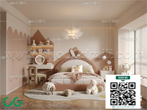 Modern Girl room kid room children room 08 3d model
