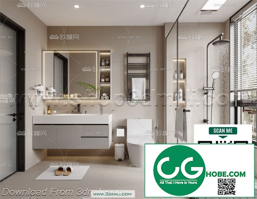 Modern bathroom 08 3d model