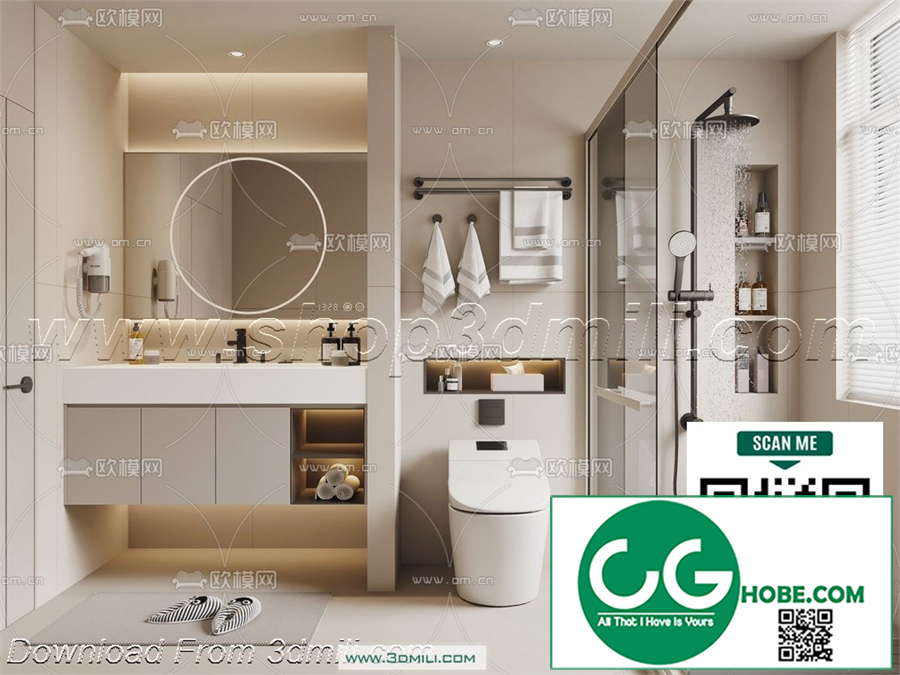 Modern bathroom 09 3d model