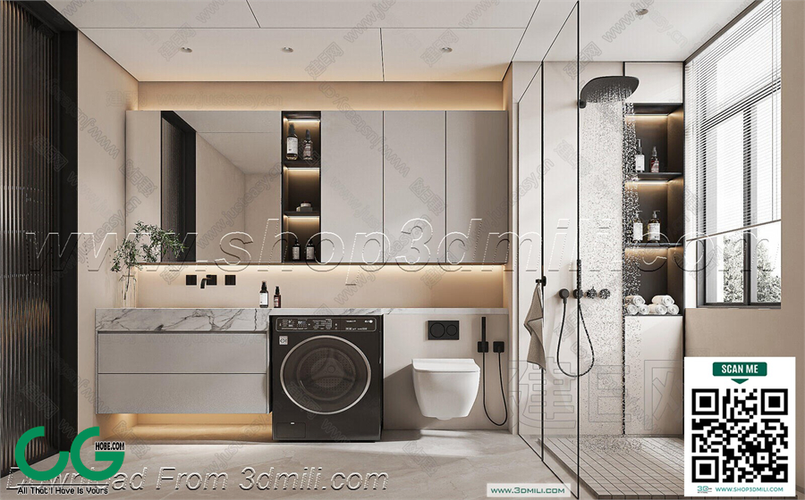 Modern bathroom 14 3d model