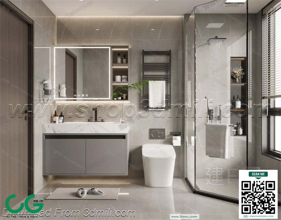 Modern bathroom 15 3d model