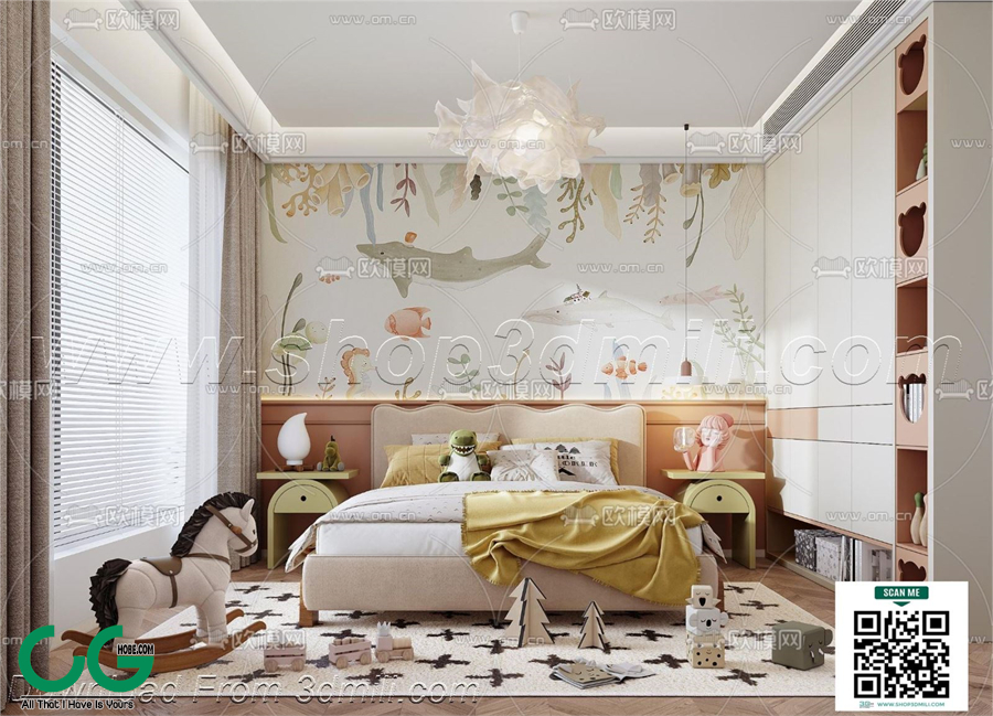 Modern boy room kid room children room 39 3d model