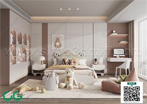 Modern Girl room kid room children room 39 3d model