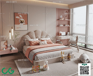 Modern Girl room kid room children room 30 3d model
