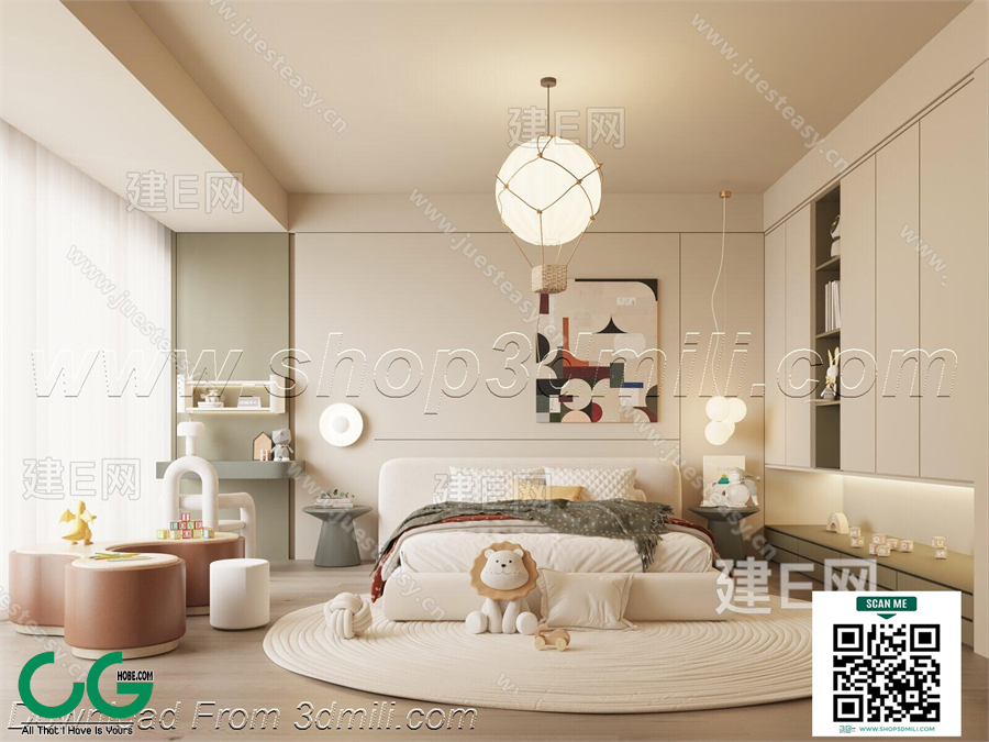Modern Girl room kid room children room 38 3d model