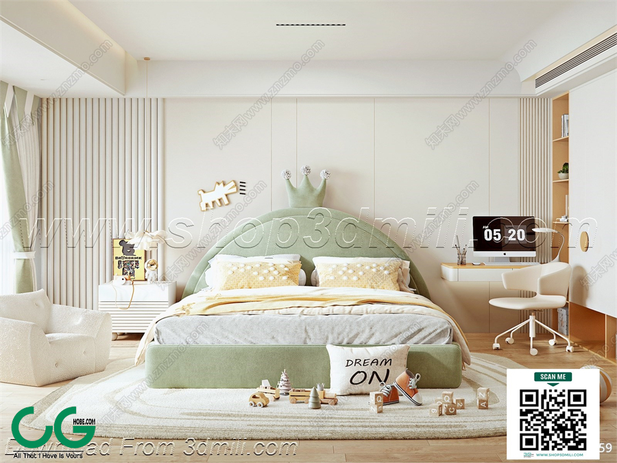 Modern boy room kid room children room 41 3d model