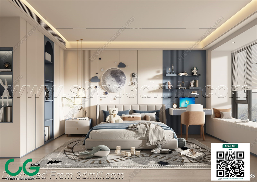 Modern boy room kid room children room 38 3d model