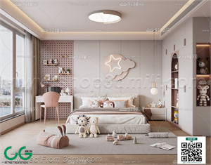 Modern Girl room kid room children room 31 3d model