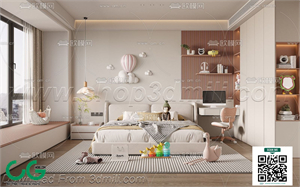 Modern Girl room kid room children room 34 3d model
