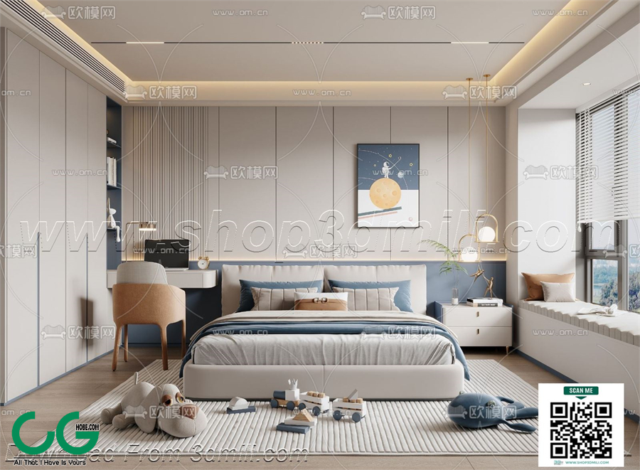 Modern boy room kid room children room 37 3d model