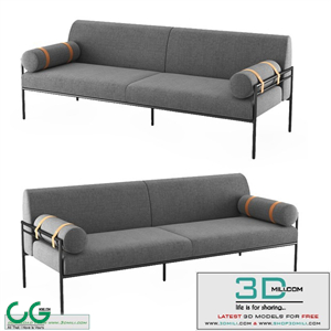 Benito 3 Seater Sofa, Marl Gray and Leather